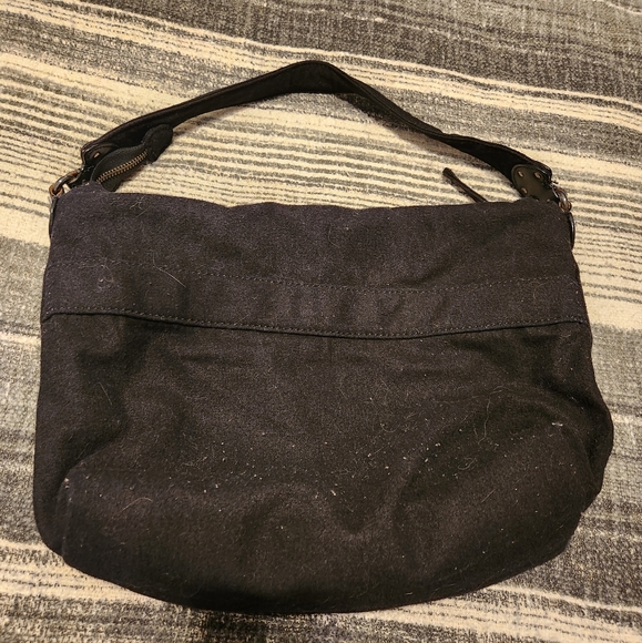 Retro Wool GAP shoulder bag - fully lined purse,  black & tan - Picture 2 of 9